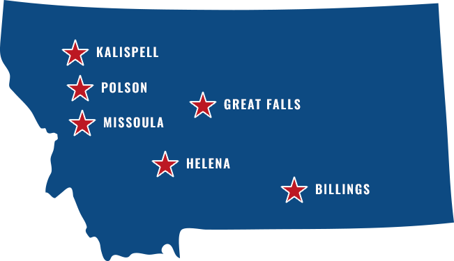 Map of locations we serve in Montana